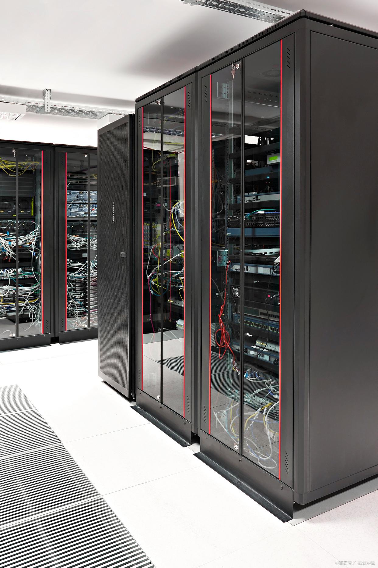 Network and server racks with glass doors for data center applications